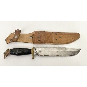 Rare P. Lepe Mexican Long Knife Dagger Machete W/ Leather Sheath Vintage Antique